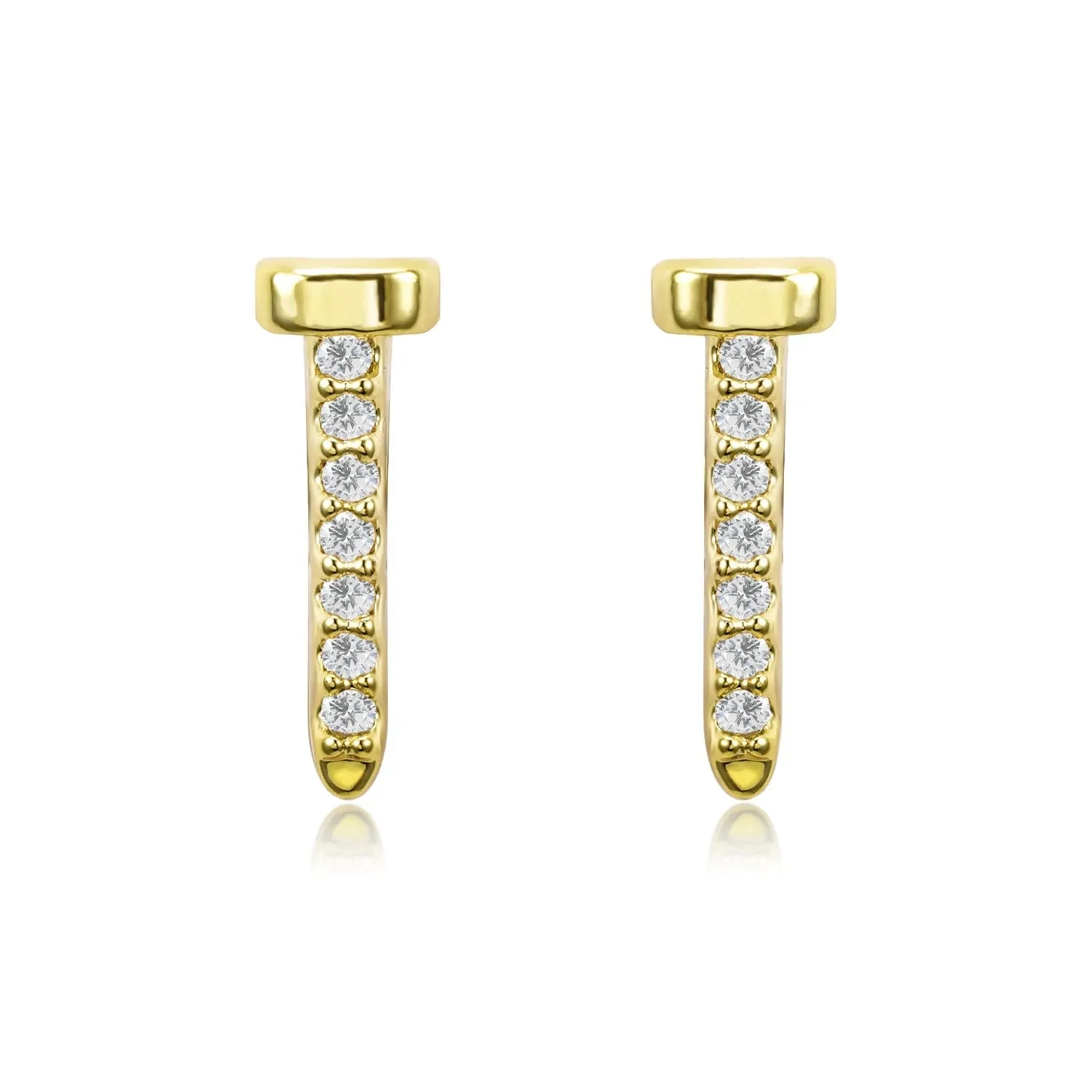 Jenny Danity CZ Gold Nail Stud Earrings