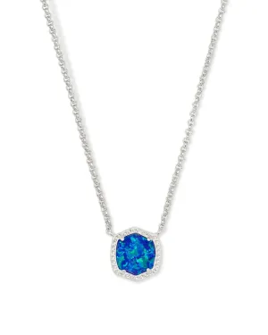 Kendra Scott Davie Pendant Necklace - Rhodium Royal Blue Opal