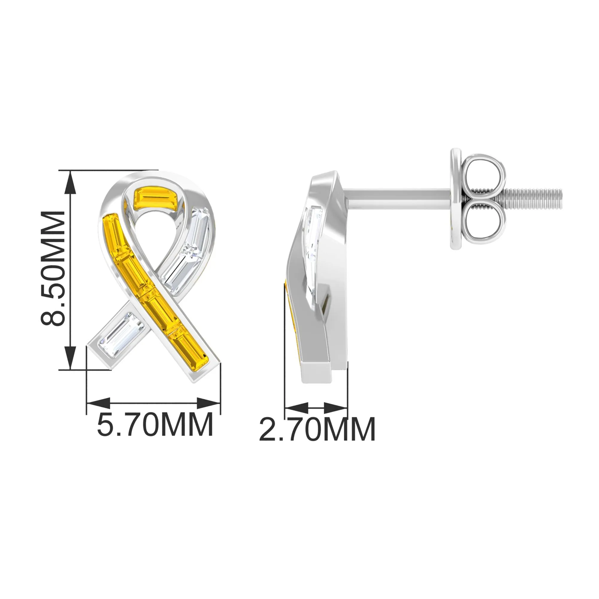 Lab Created Yellow Sapphire Knot Stud Earrings With Diamond