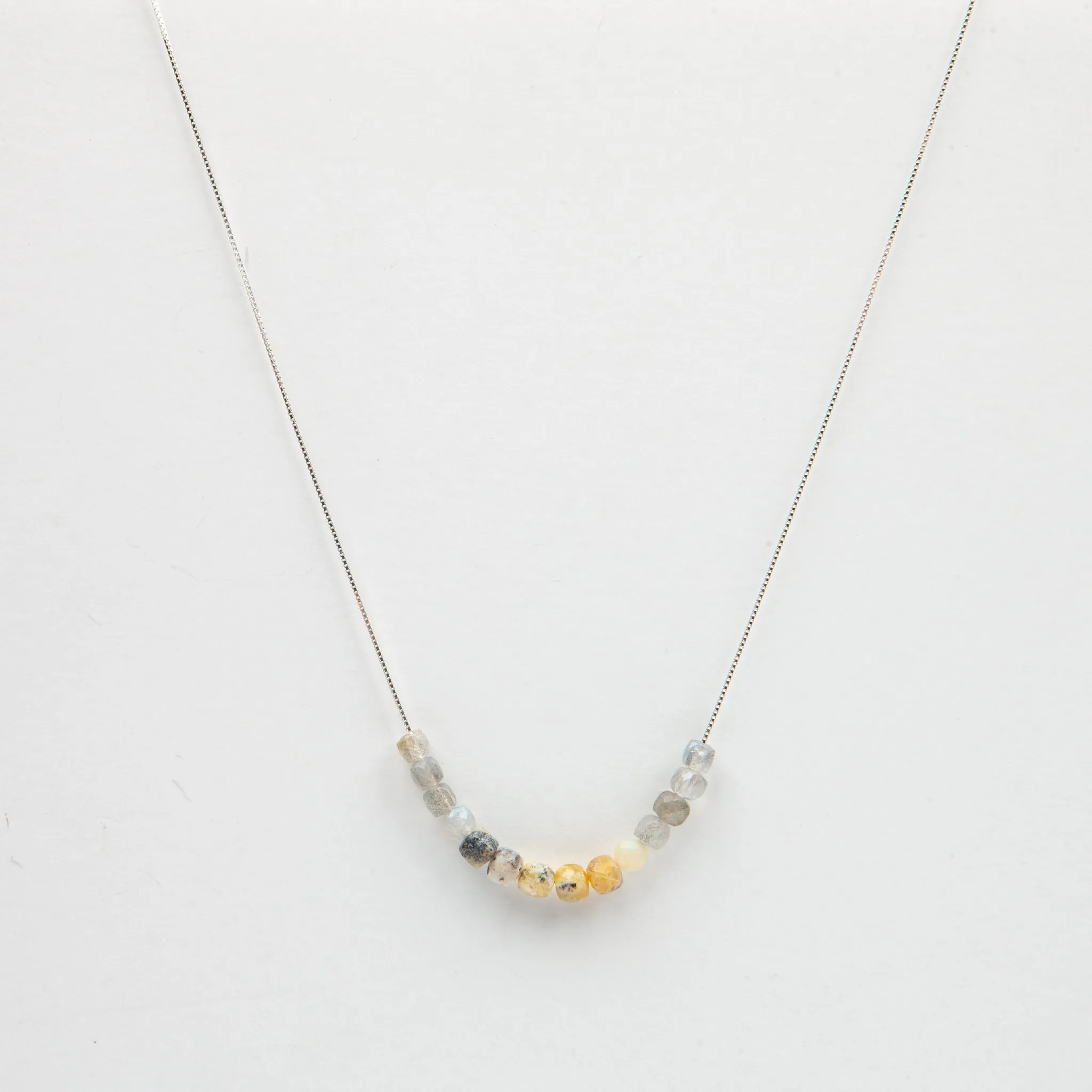 Labradorite & Yellow Opal Adjustable Slide Chain Gemstone Necklace