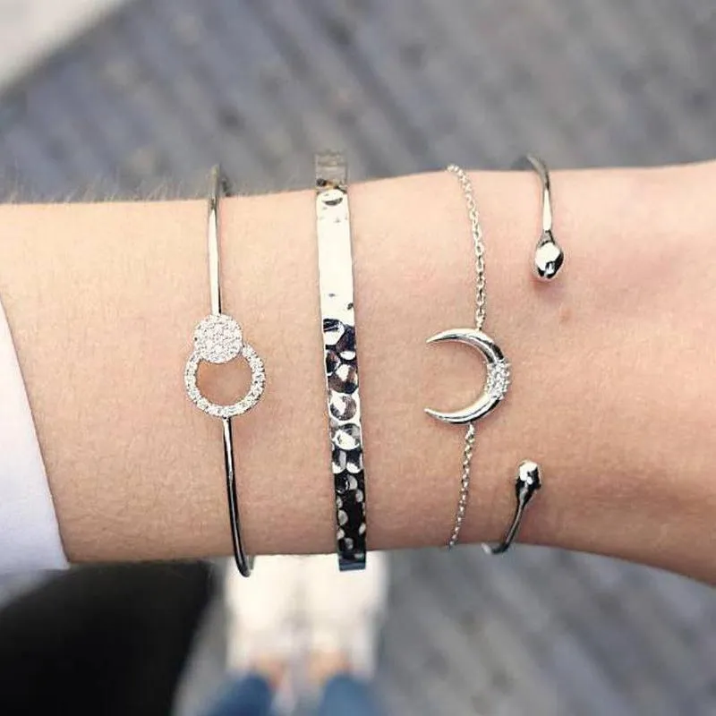 Ladies Fashion Moon Pattern Four-Piece Bracelet