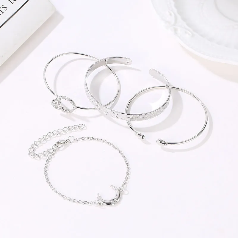 Ladies Fashion Moon Pattern Four-Piece Bracelet