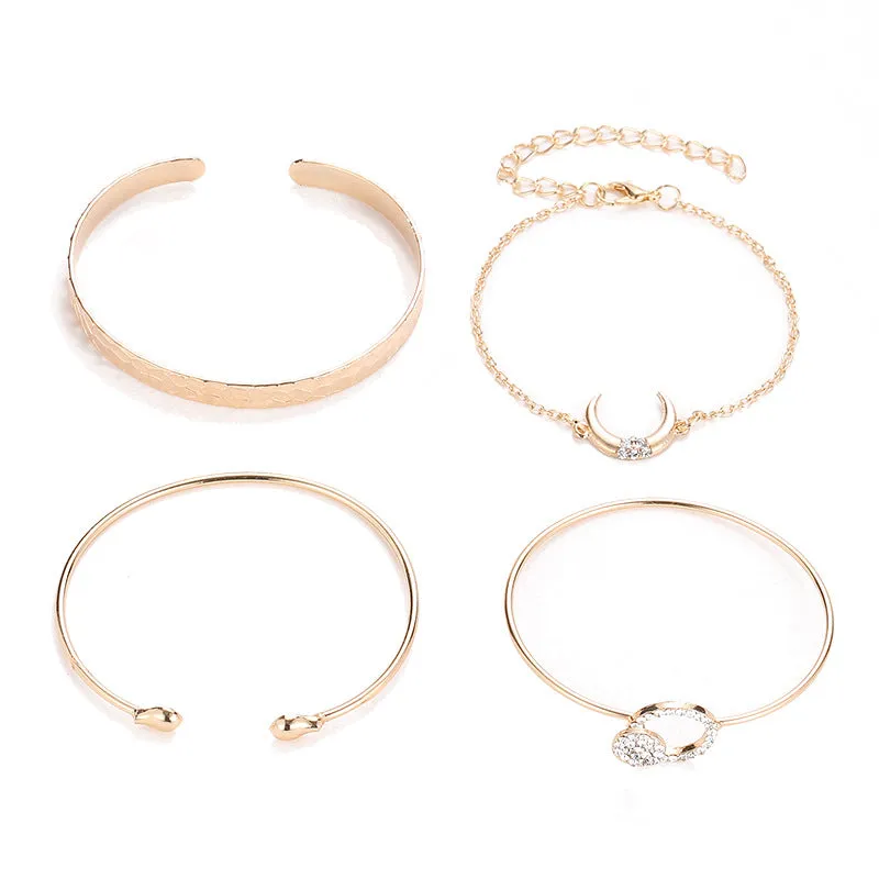 Ladies Fashion Moon Pattern Four-Piece Bracelet