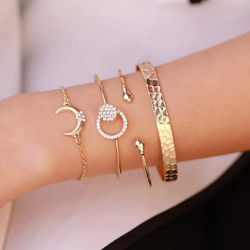 Ladies Fashion Moon Pattern Four-Piece Bracelet