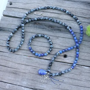 Lapis & Obsidian Mala Bracelet/Necklace/Set