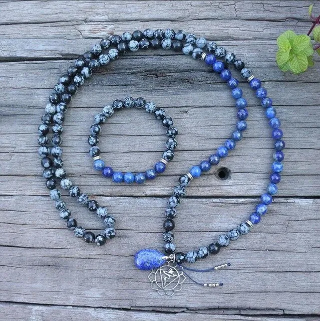 Lapis & Obsidian Mala Bracelet/Necklace/Set