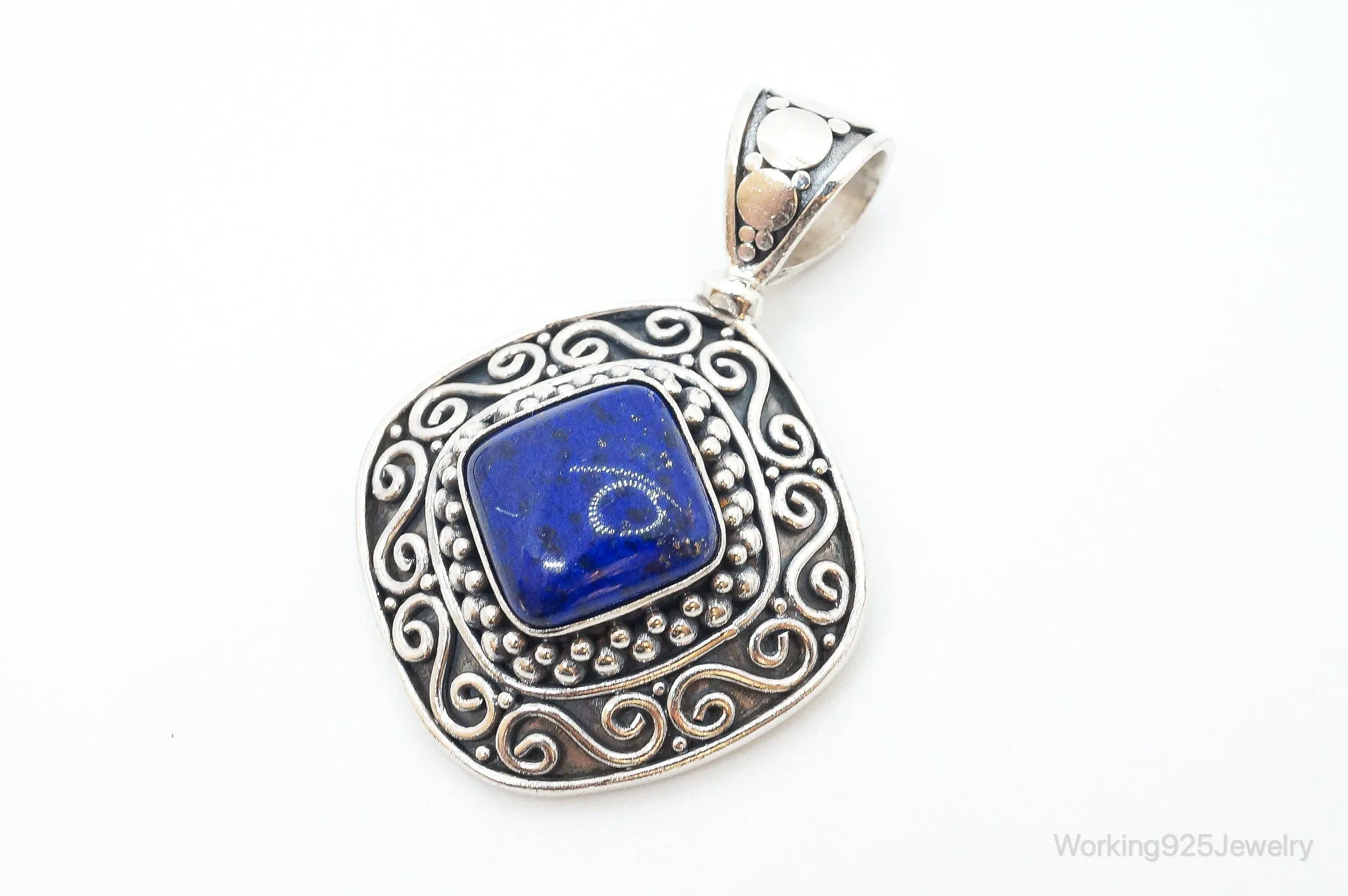 Large Designer BA Suarti Lapis Lazuli Sterling Silver Necklace Pendant