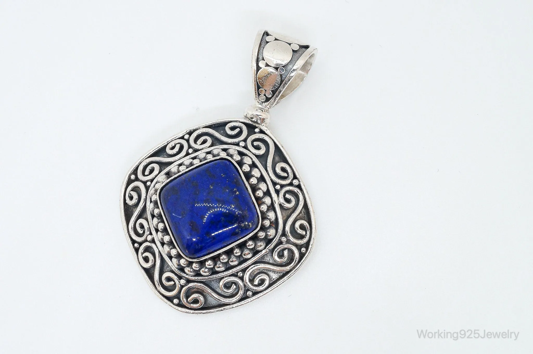 Large Designer BA Suarti Lapis Lazuli Sterling Silver Necklace Pendant