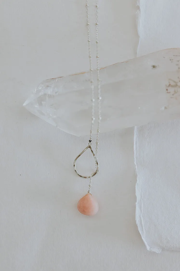 Lariat Necklace - Pink Opal