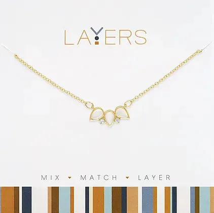 Layers Gold White opal necklace