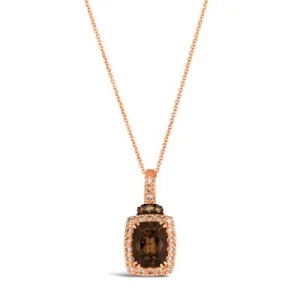 Le Vian 14K Strawberry Gold Chocolate Quartz and Nude and Chocolate Diamond Necklace