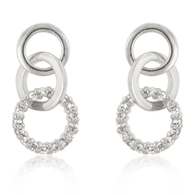 Leola Silver Triplet Circle CZ Earrings | 0.5ct