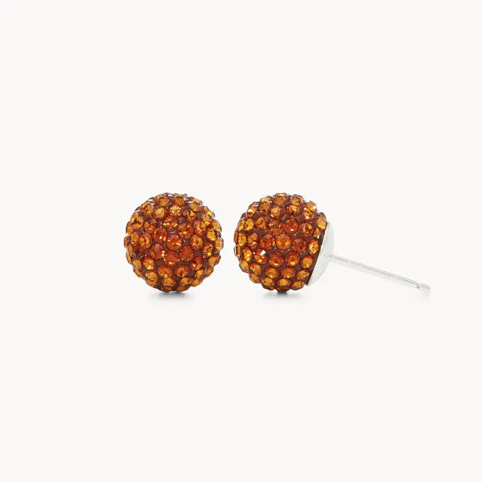 Light Amber Sparkle Ball Stud Earrings