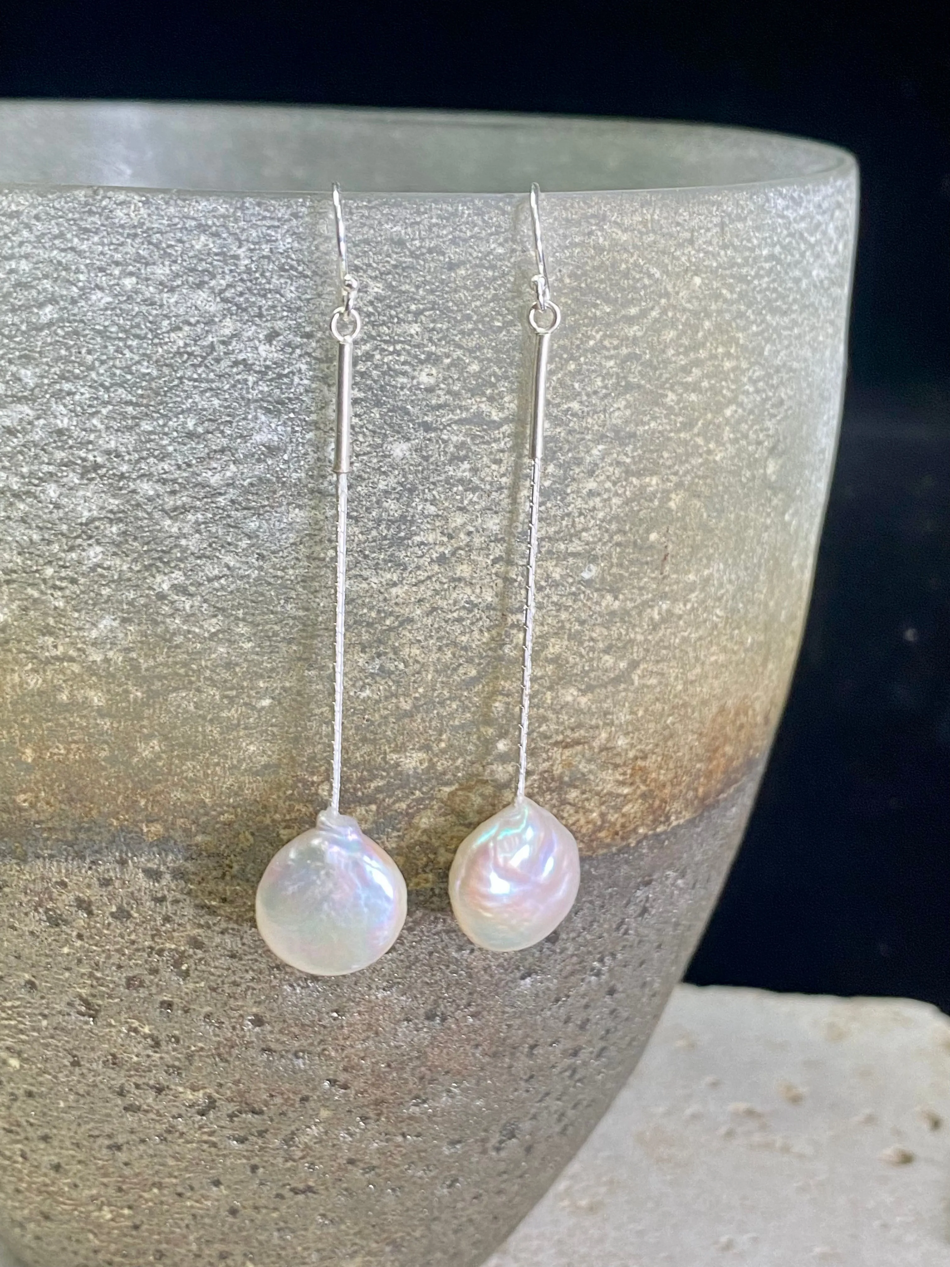 Long Drop Pearl Earrings