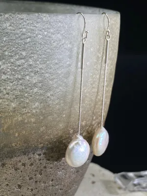 Long Drop Pearl Earrings