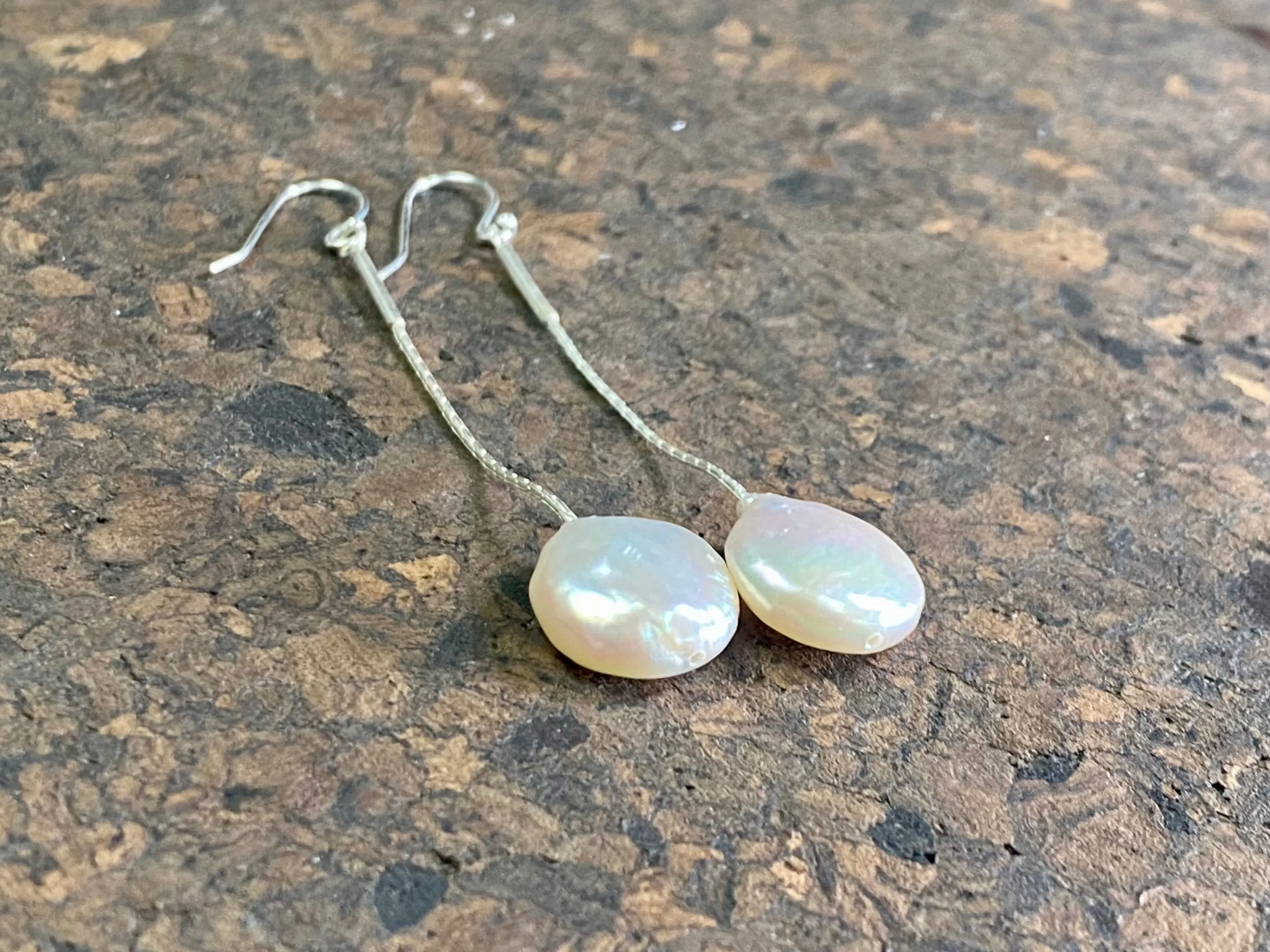 Long Drop Pearl Earrings