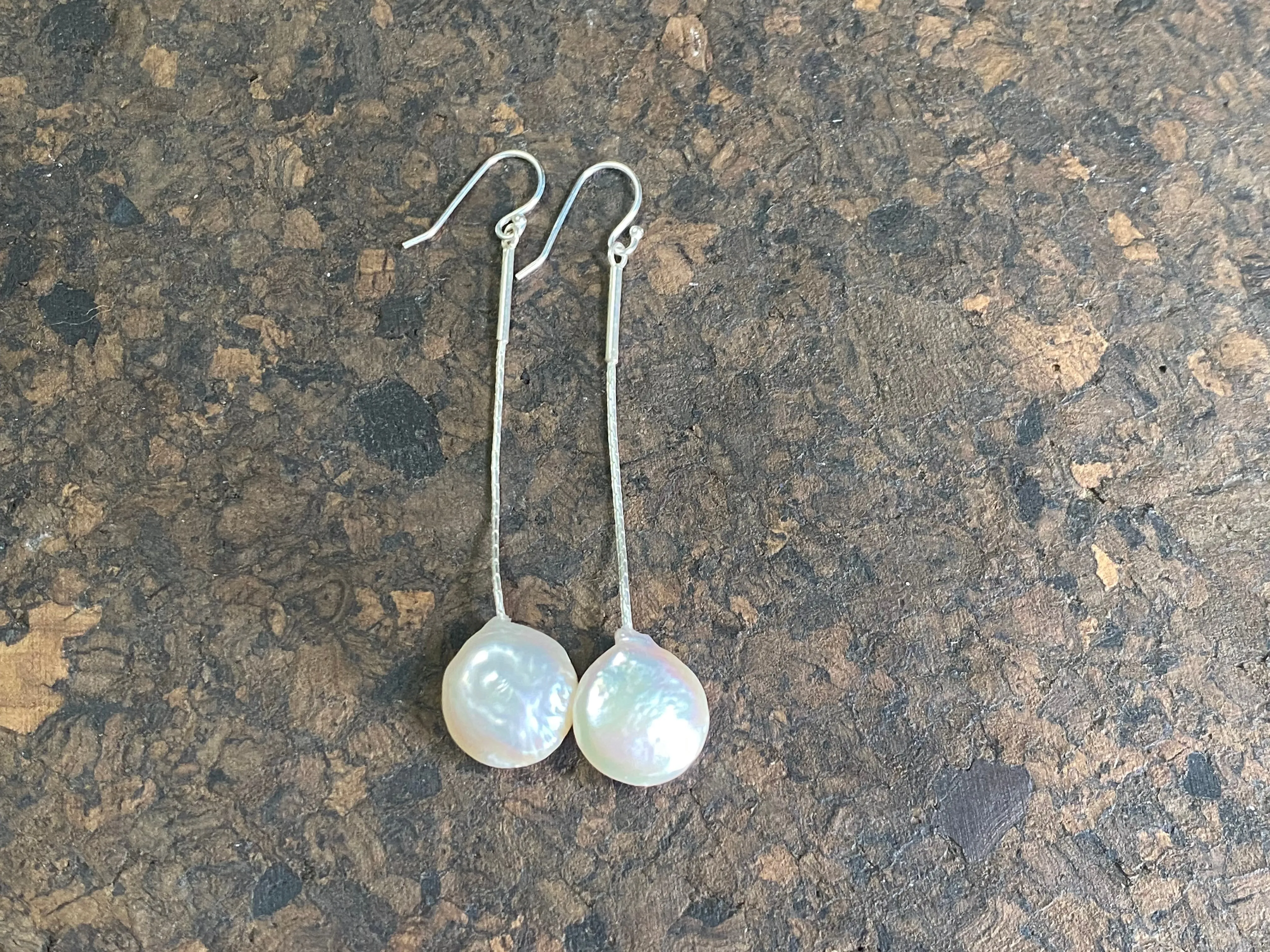 Long Drop Pearl Earrings