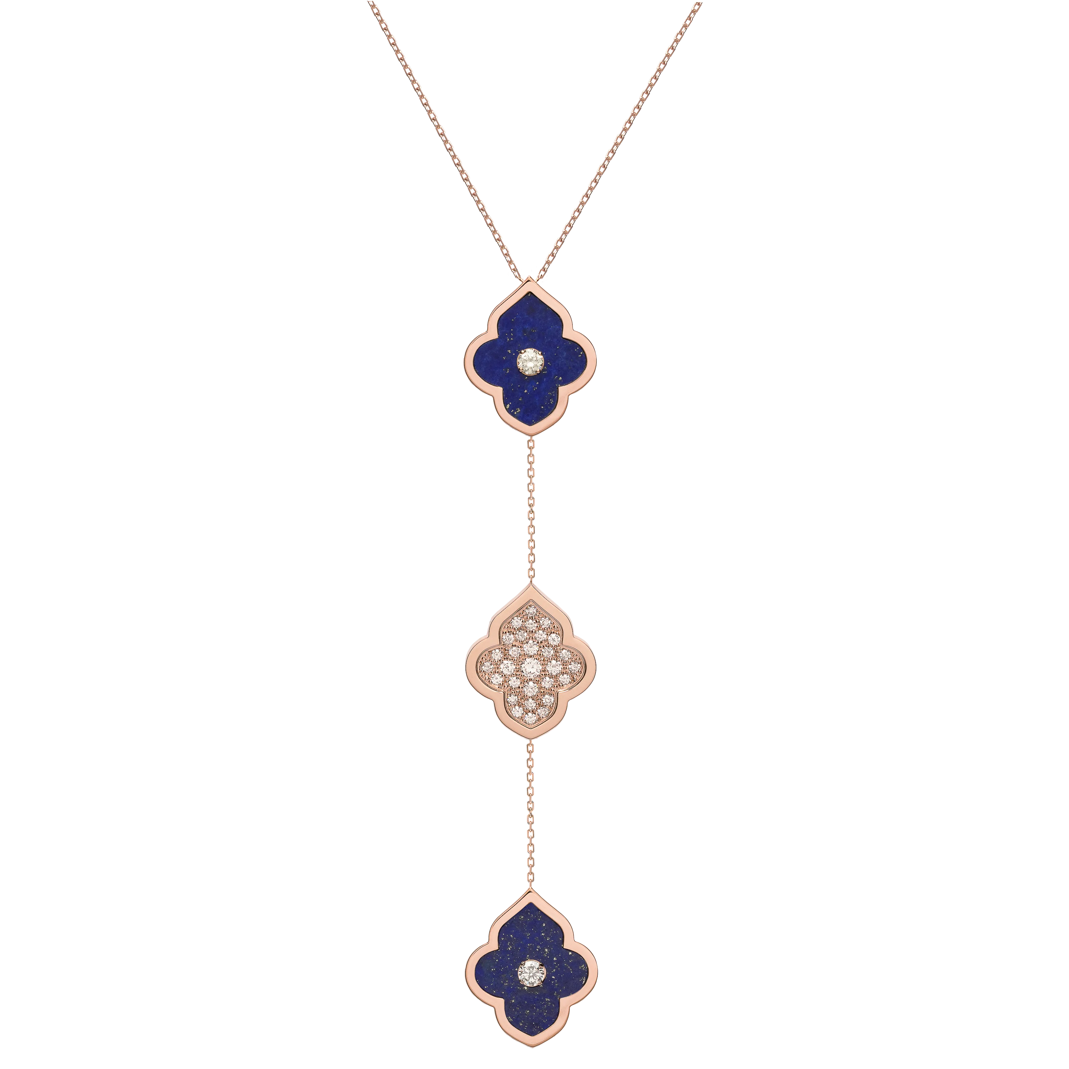 LUCE COLOUR - NECKLACE ROSE GOLD PAVE LAPIS LAZULI & 2 DIAMONDS M