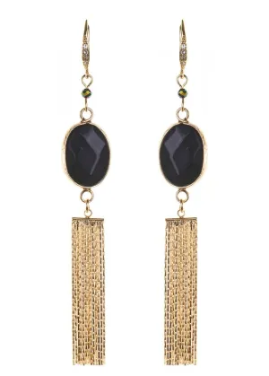 Magnetite Gemstone Tassel Earrings by Rosie Fox