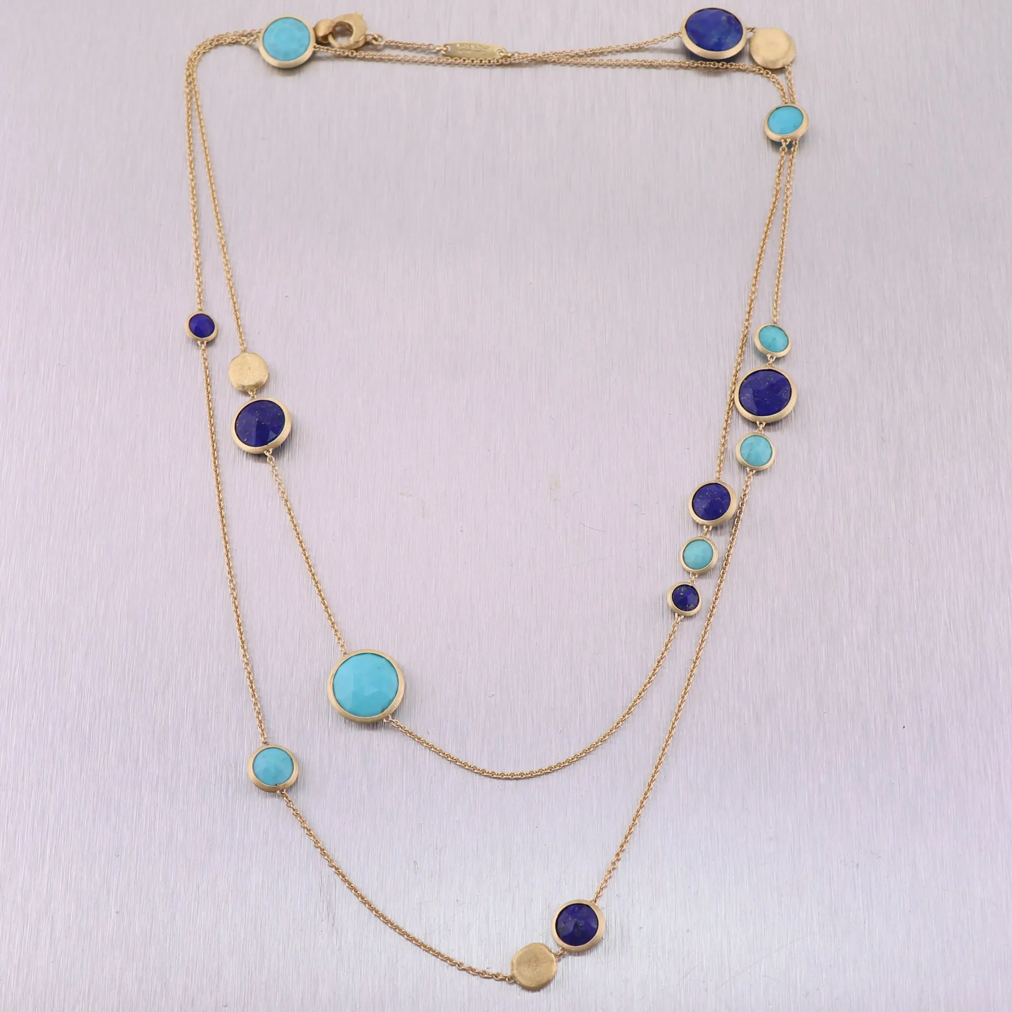 Marco Bicego 18k Yellow Gold Jaipur Collection Lapis & Turquoise 36" Necklace