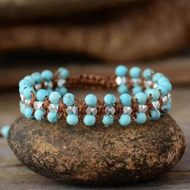 Matte Turquoise Braided Cord Bracelet