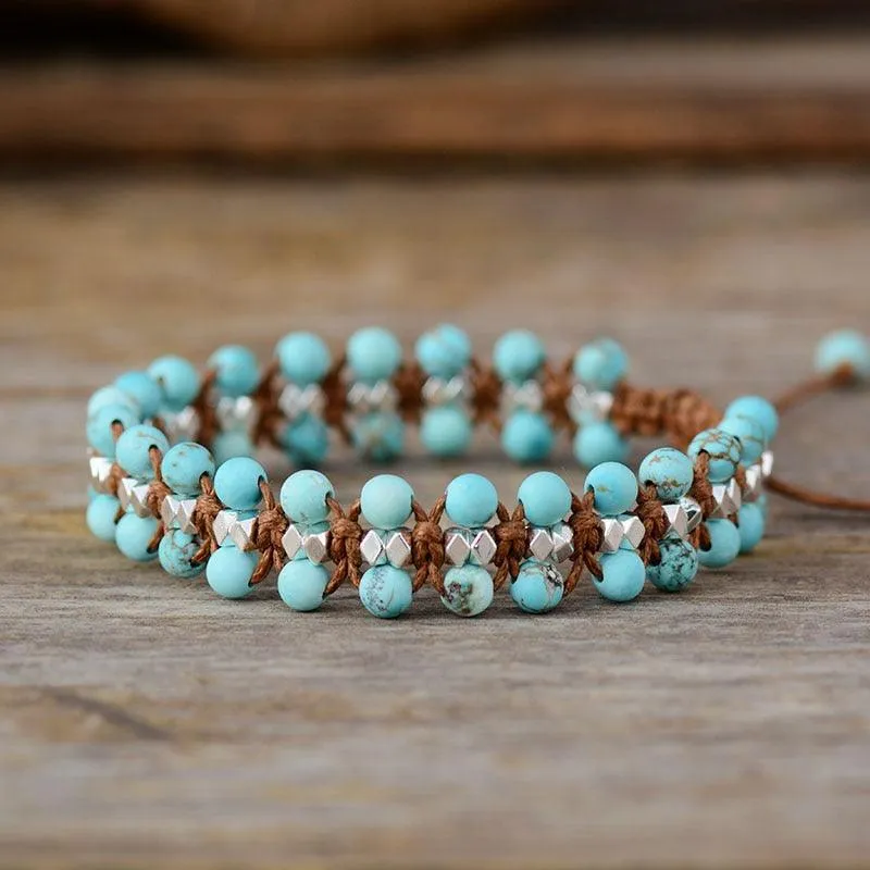 Matte Turquoise Braided Cord Bracelet