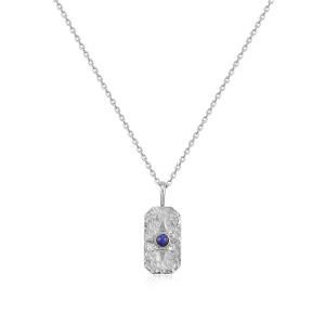 Mellonia | Jatoba Necklace | Lapis Lazuli & White CZ | White Rhodium Plated 925 Silver