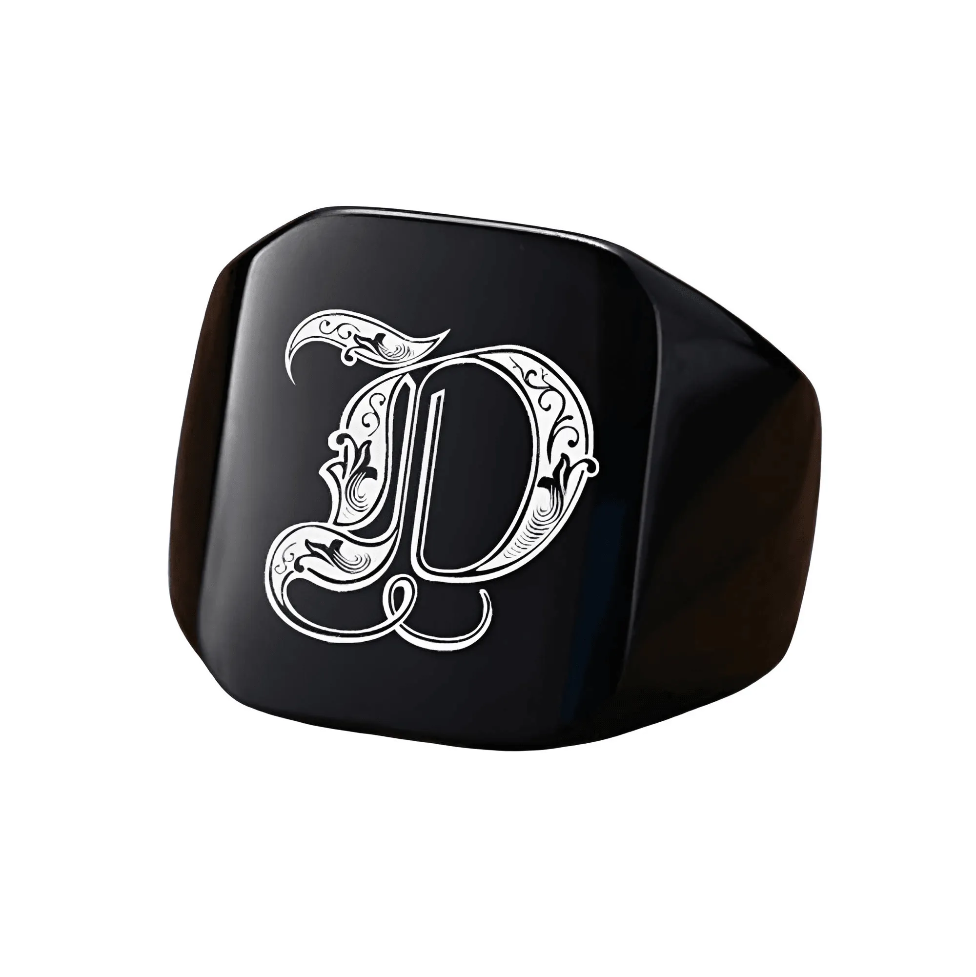 Men's Retro Initial Signet Ring 18mm Bulky Heavy Male Band Stainless Steel Letters Custom Jewelry Gift For Him