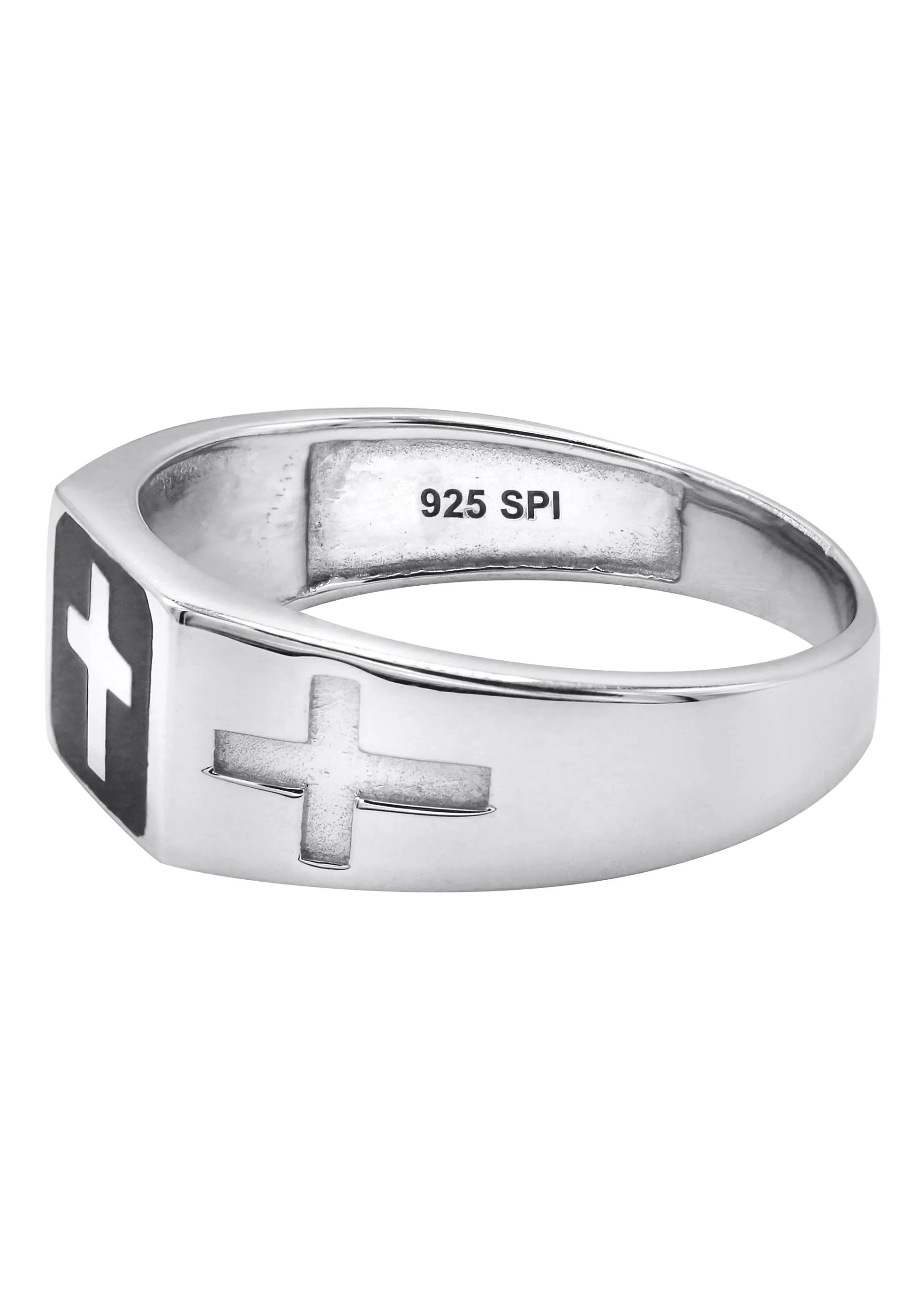 Mens Silver Cross Signet Ring | Appx 4.2 Grams