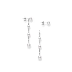 Mikimoto 18K White Gold Cultured Akoya Pearl Dangle Earrings