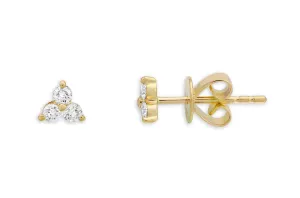 Mini Earrings 14kt Gold & Trio Diamonds Studs