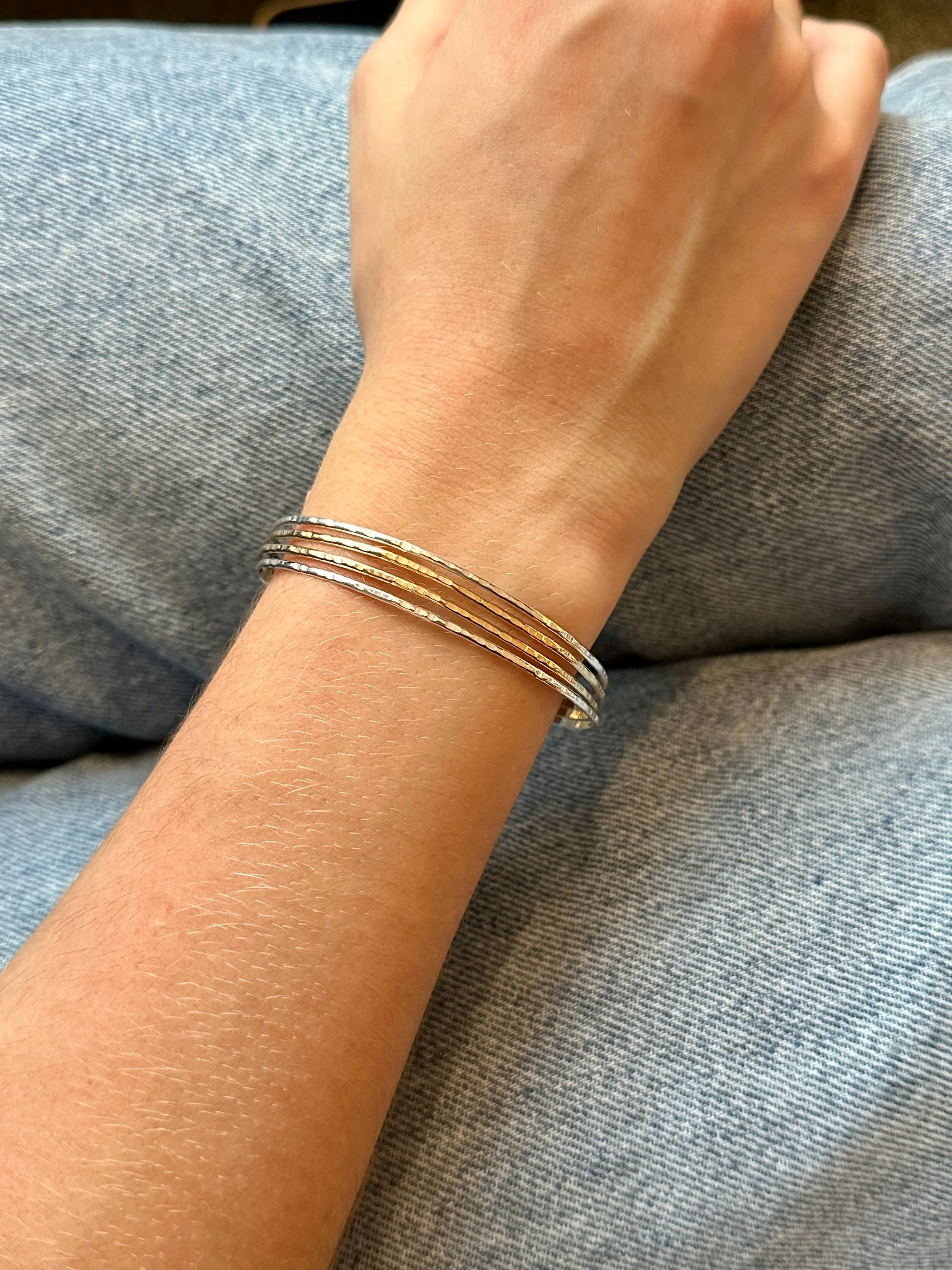 Mixed Metal Four Strand Cuff Bracelet