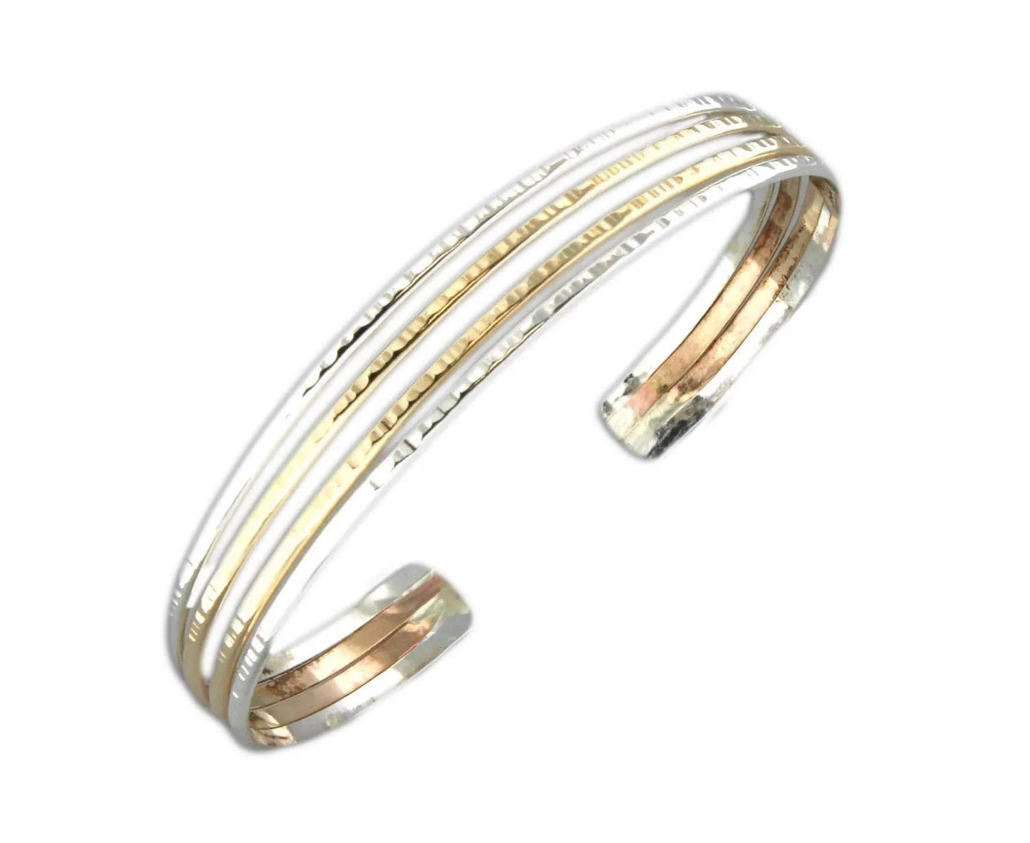 Mixed Metal Four Strand Cuff Bracelet