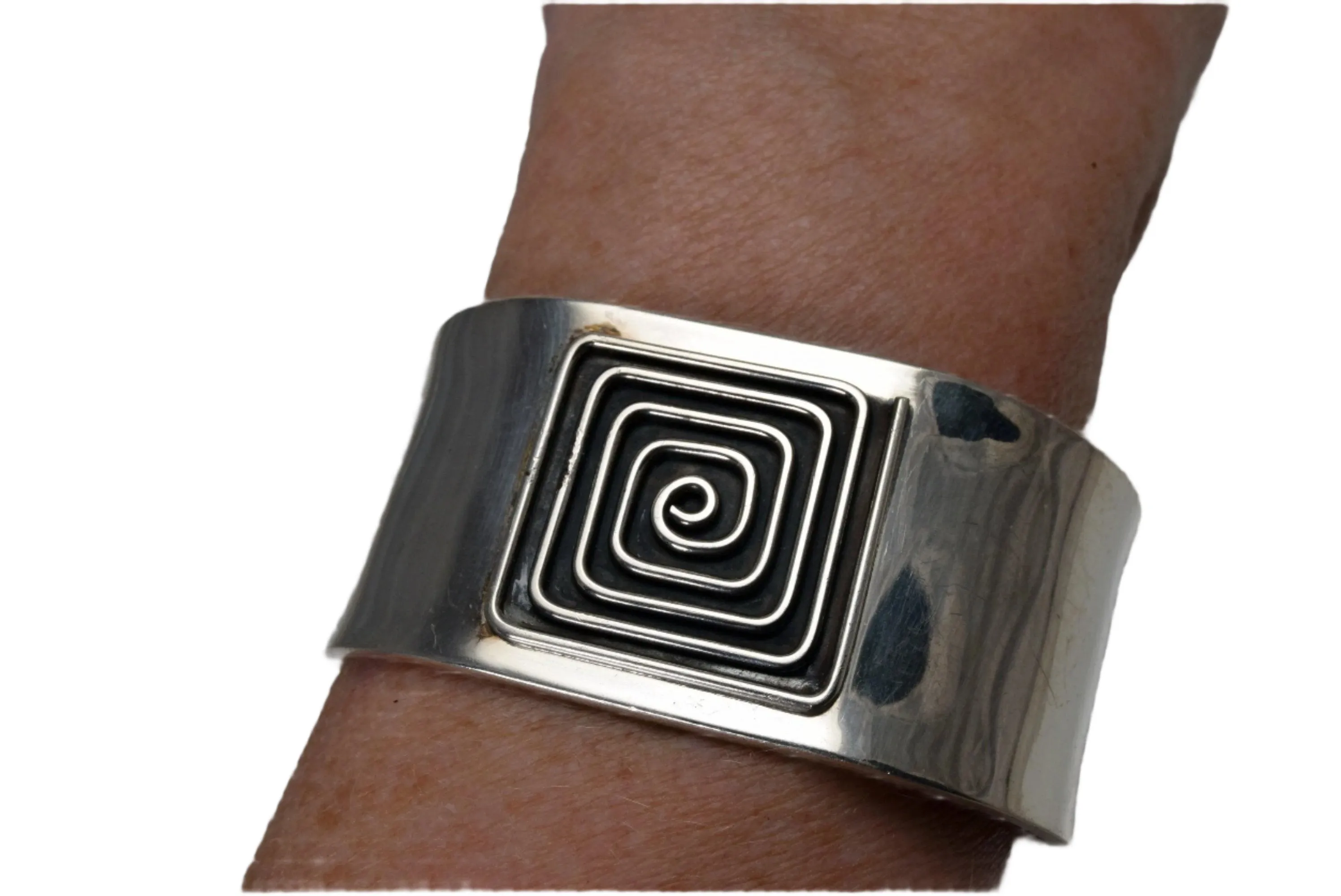 Modern Maze Design Sterling Cuff by Mexican Designer