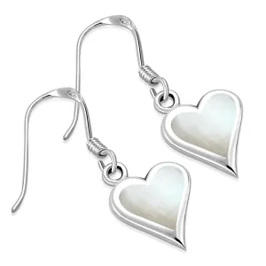 Mother of Pearl Heart Silver Earrings