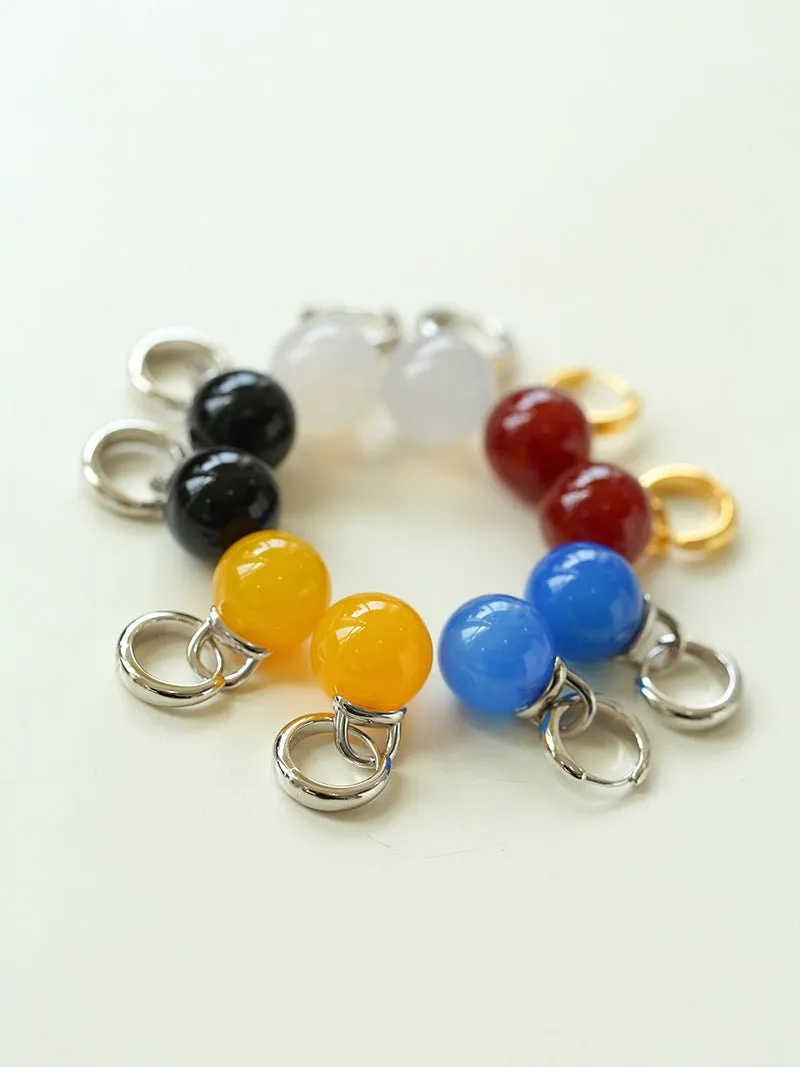 Multicolored Agate Sphere Hoop Earrings