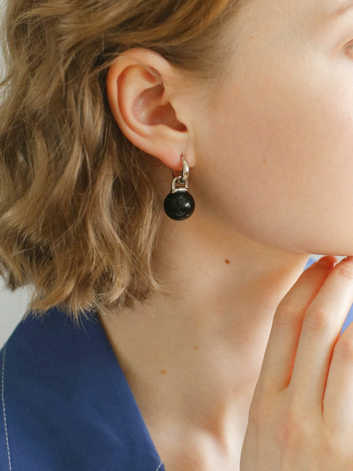 Multicolored Agate Sphere Hoop Earrings