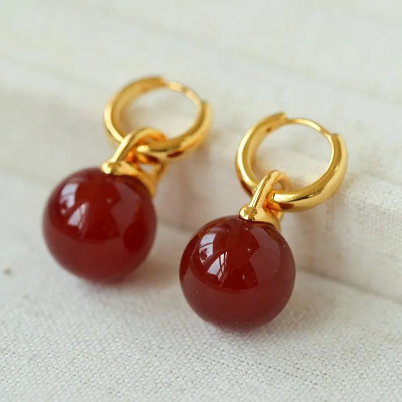 Multicolored Agate Sphere Hoop Earrings