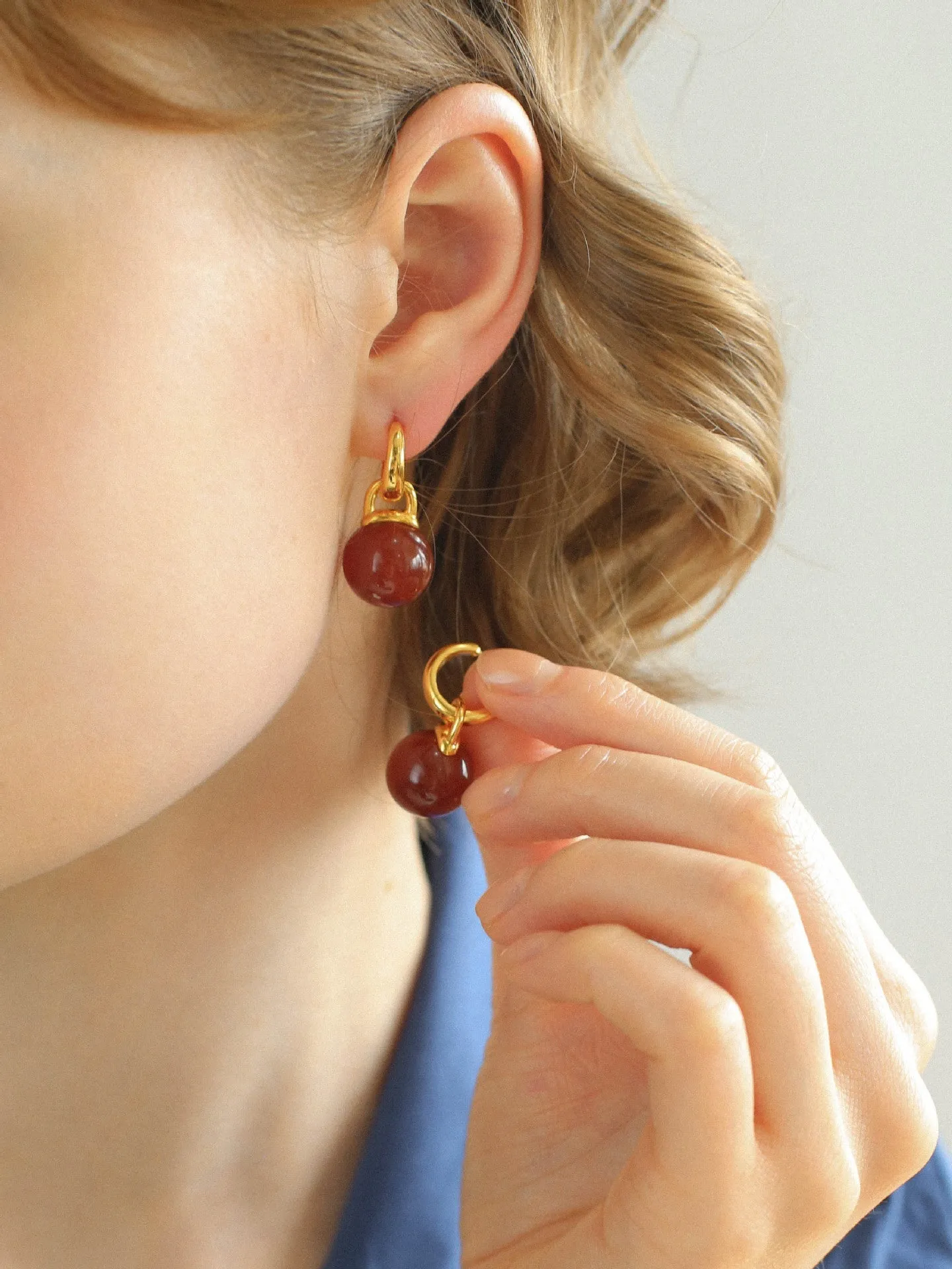 Multicolored Agate Sphere Hoop Earrings