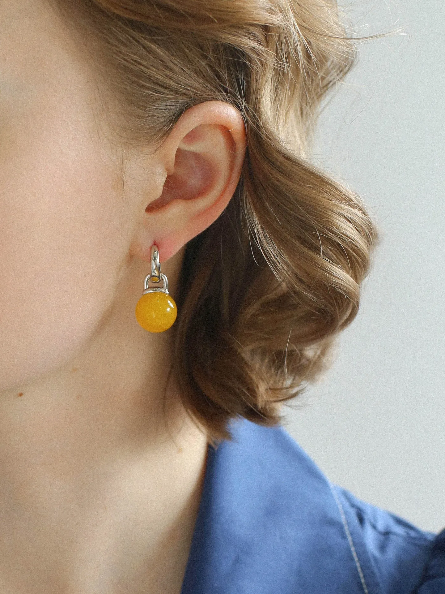 Multicolored Agate Sphere Hoop Earrings