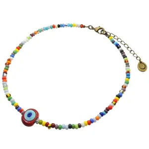 Multicolour Evil Eye Nugget Charm Balagan Glass Bead Choker