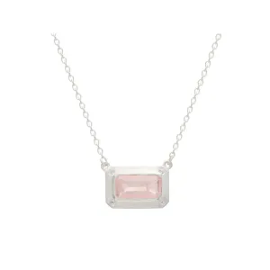 MURKANI Rose Quartz & White Topaz Pendant Necklace SILVER