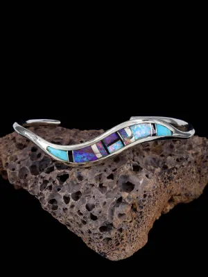 Native American Sterling Monarch Opal Inlay Bracelet