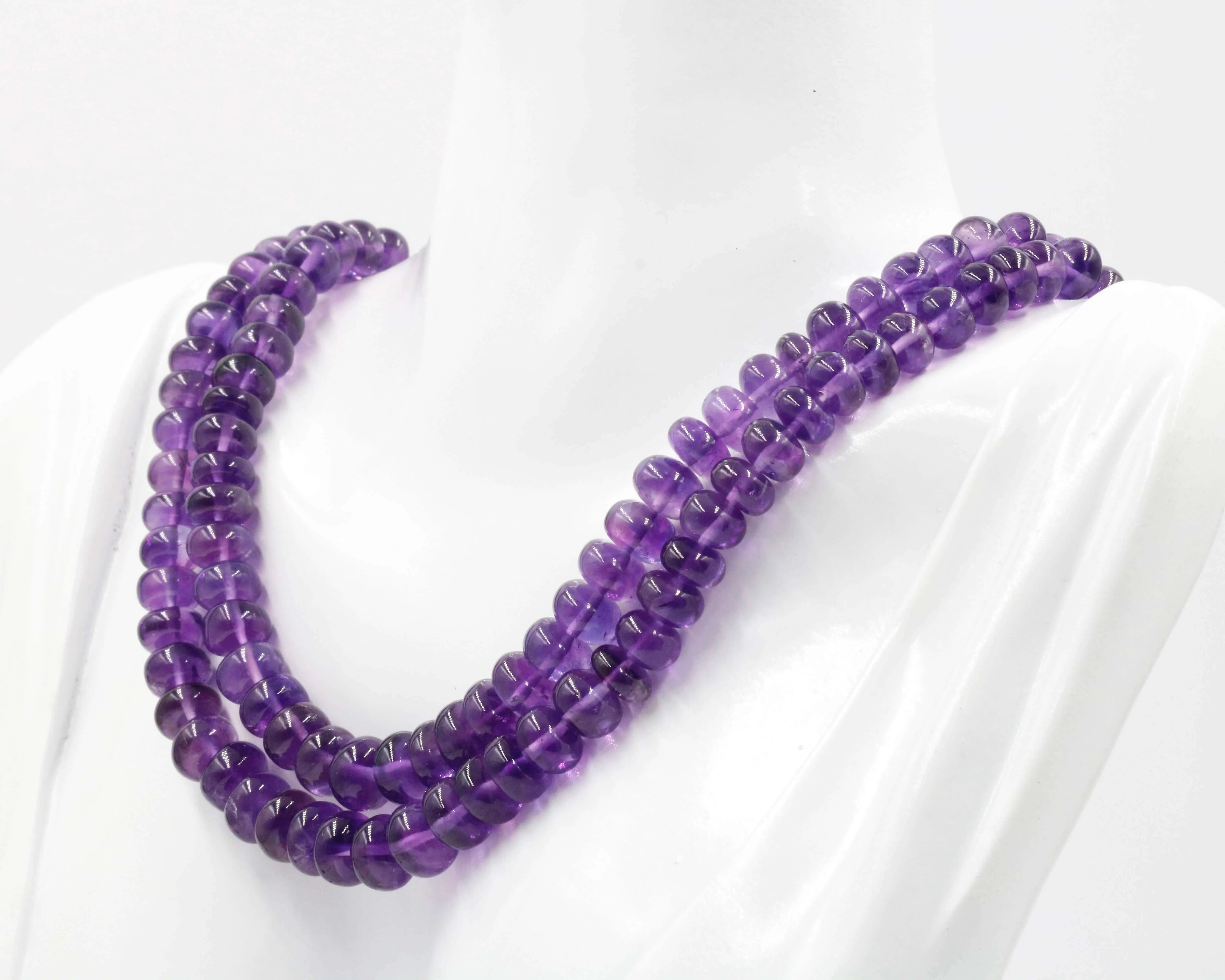 Natural Amethyst Quartz Multi-Strand Oval Beaded Necklace Amethyst Necklace Quartz Necklace Amethyst Quartz Necklace SKU 6142805