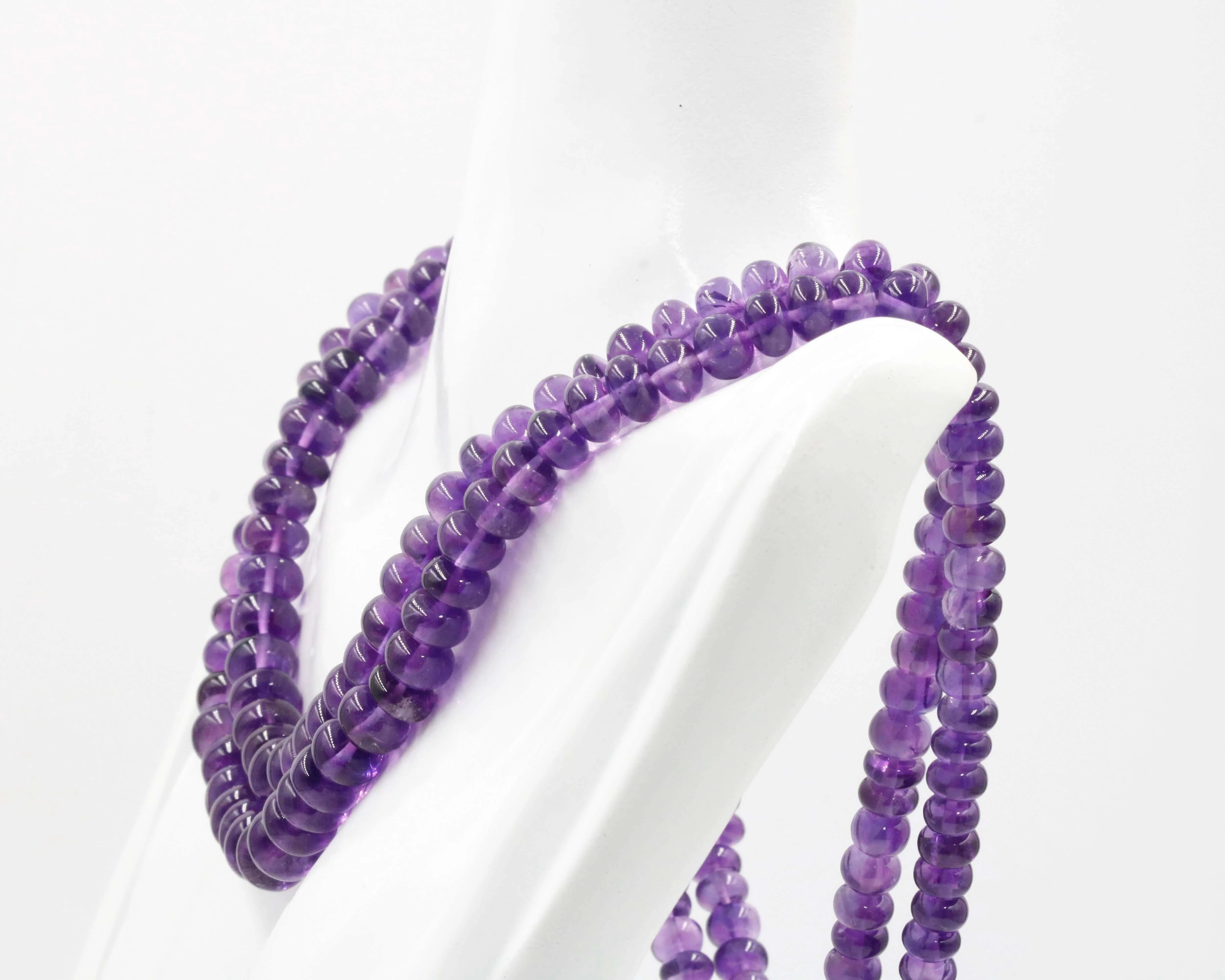 Natural Amethyst Quartz Multi-Strand Oval Beaded Necklace Amethyst Necklace Quartz Necklace Amethyst Quartz Necklace SKU 6142805