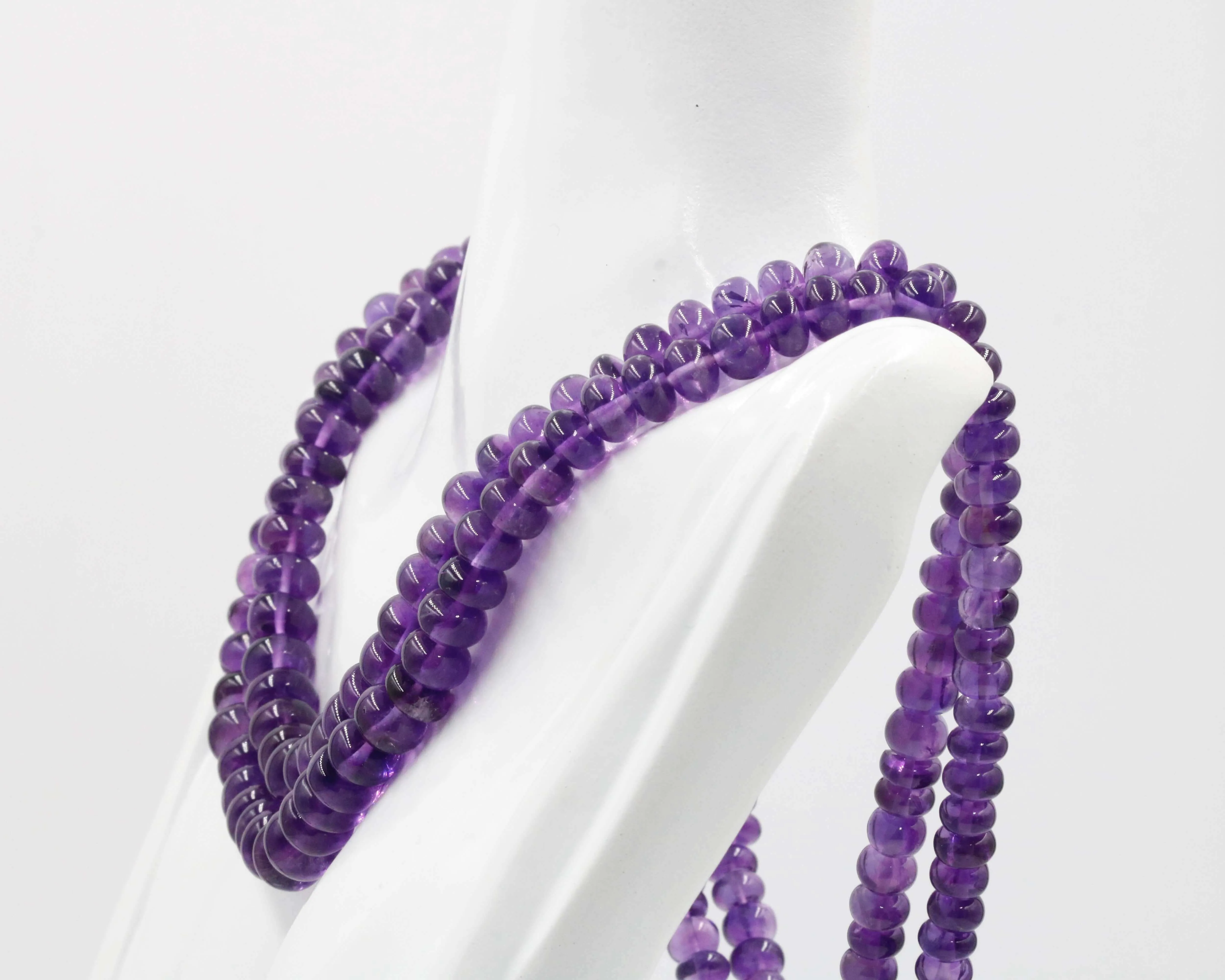 Natural Amethyst Quartz Multi-Strand Oval Beaded Necklace Amethyst Necklace Quartz Necklace Amethyst Quartz Necklace SKU 6142805