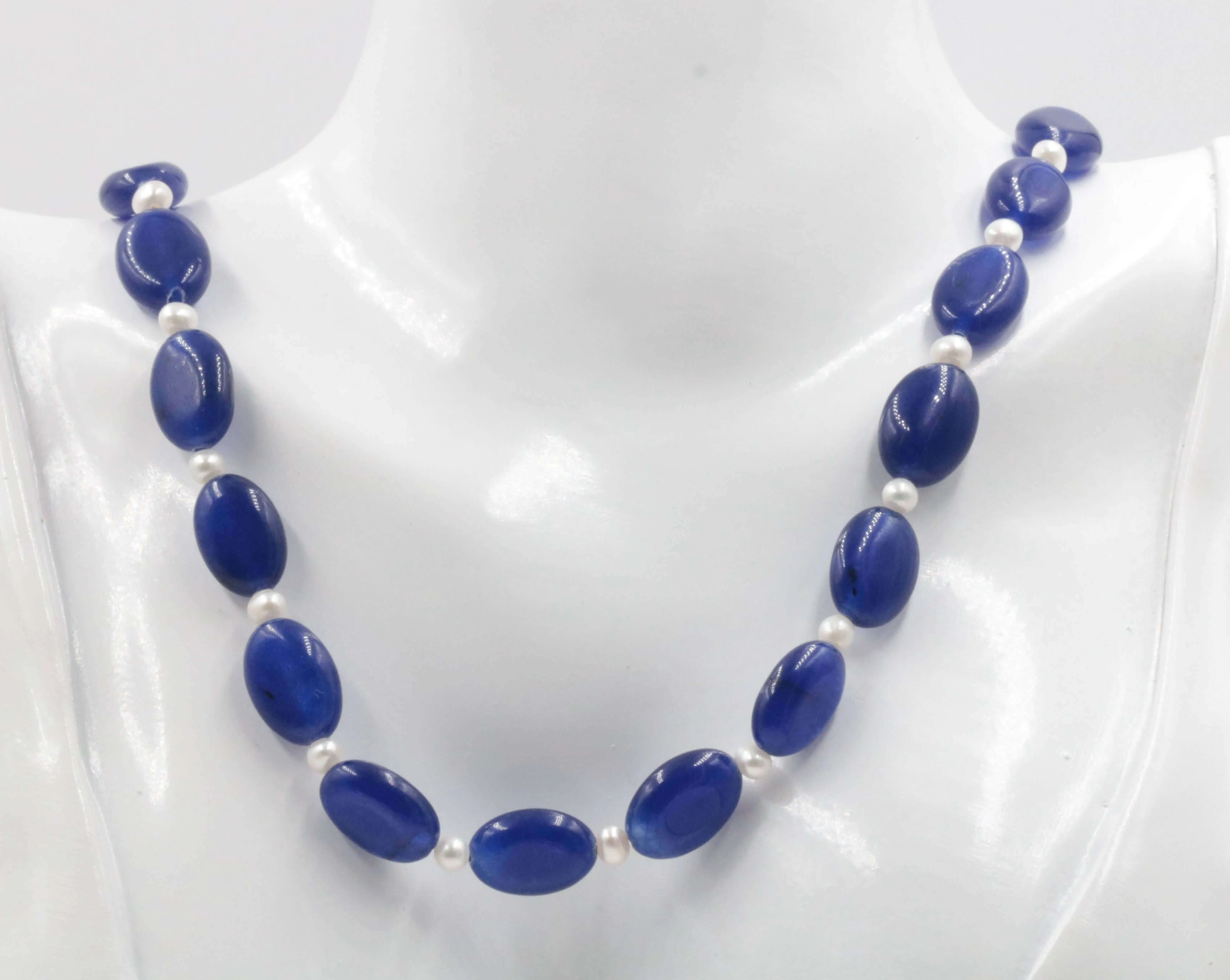 Natural Blue Quartz and Cultured Pearl Necklace Blue Quartz Jewelry Blue Quartz stone Necklace June Birthstone Necklace Quartz SKU 6142734 6142735