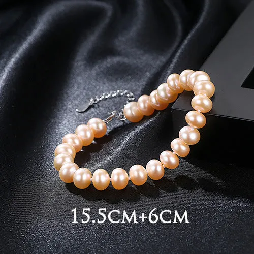 Natural Freshwater Pearl with S925 Silver Buckle Bracelet