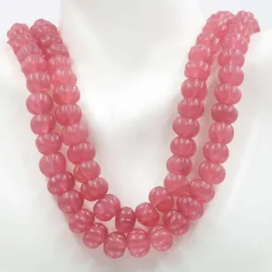 Natural Light Pink Rose Quartz Gemstone Necklace Quartz Jewelry Quartz Stone Necklace Quartz Pumpkin Necklace Quartz Beads SKU:6142666