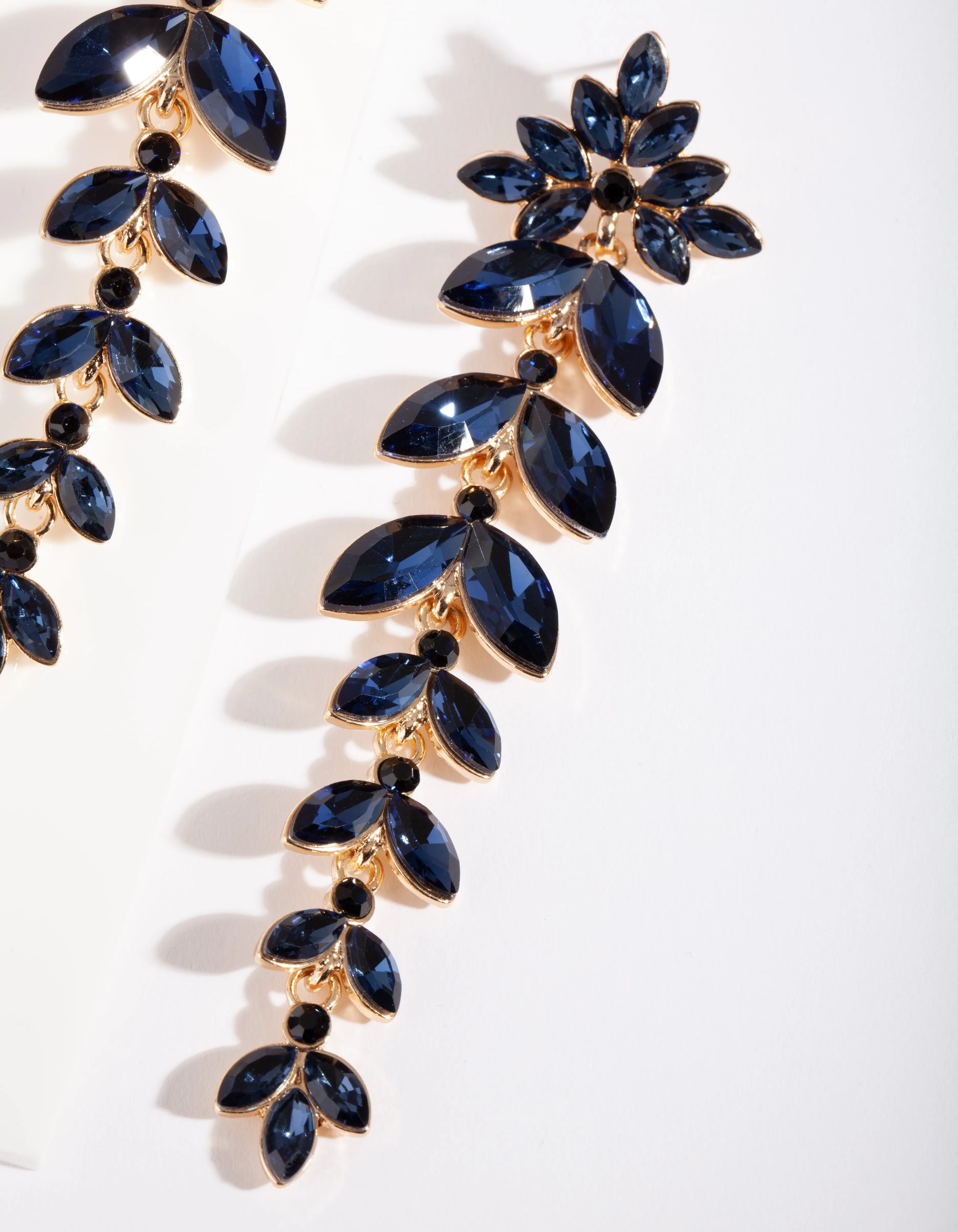 Navy Graduated Navette Earrings